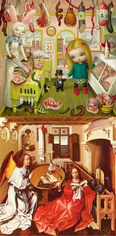 The Butcher Bunny - Mark Ryden / L'Annonce faite à Marie - Robert Campin